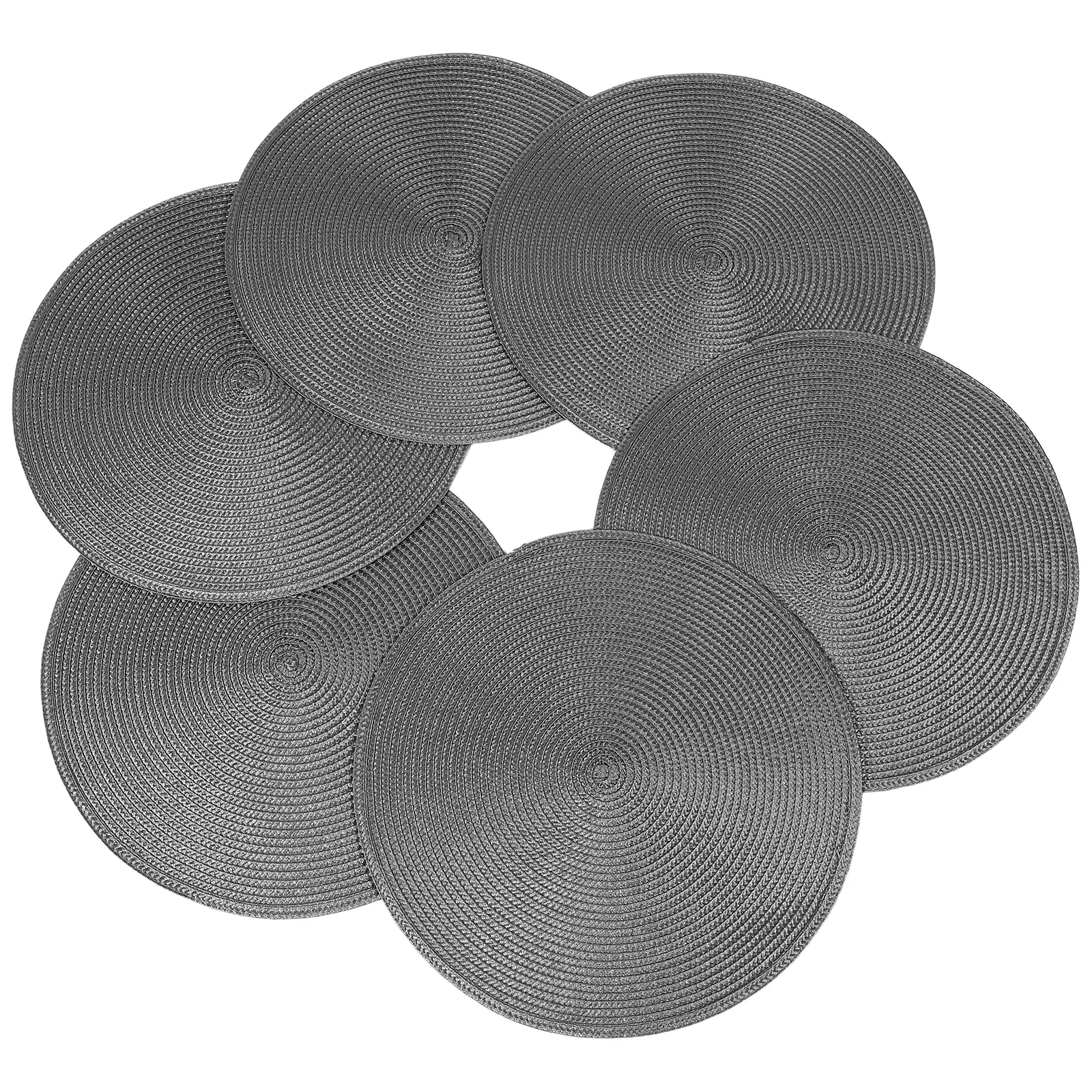 

6Pcs Round Plastic Woven Placemats Heat Resistant Non Slip Table Mats American Style Dining Room Pads Round Table Cover