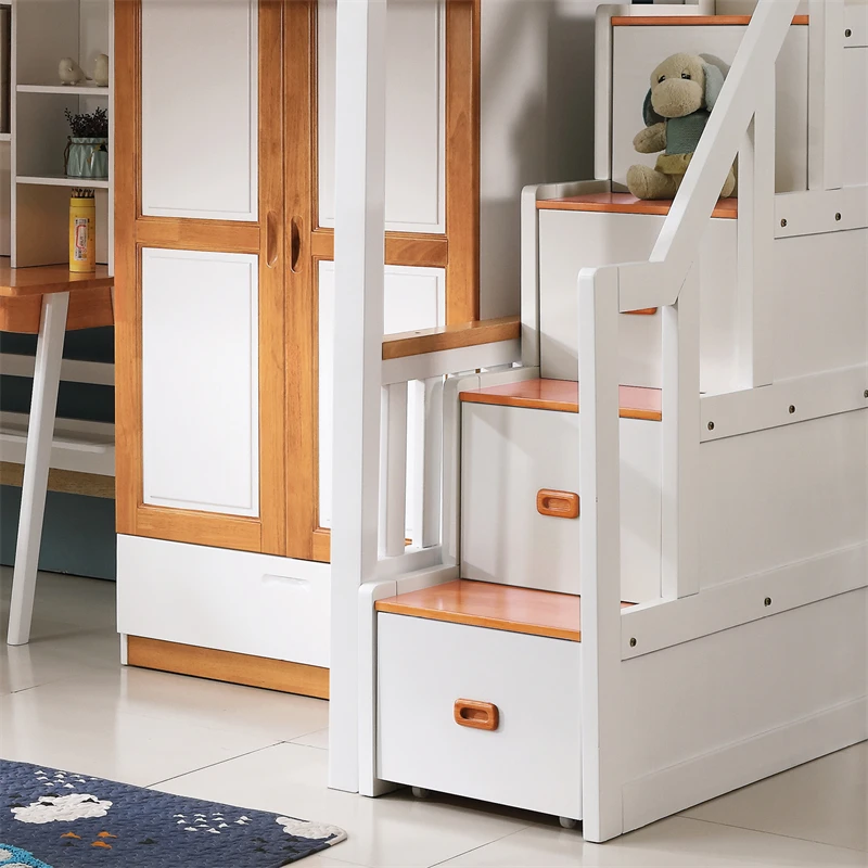 New Design Children Bedroom Furniture Sets Modern Solid Wooden Bunk Bed for Kids