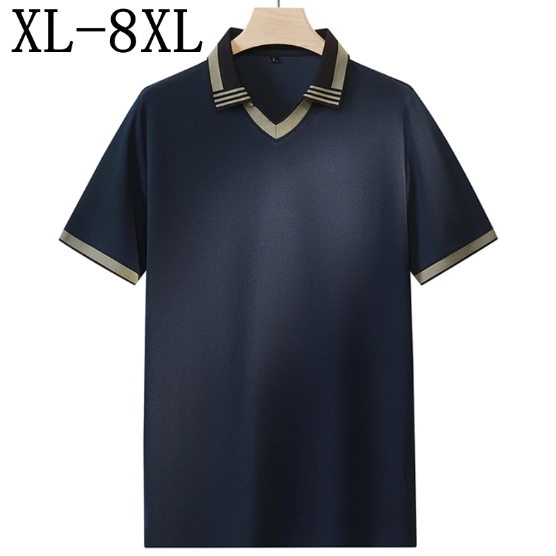 

8XL 7XL 6XL 2026 New Summer High End Luxury Cotton Shirts For Man Streetwear Fashion Lapel Mens Polo Shirt Casual Loose T-shirts