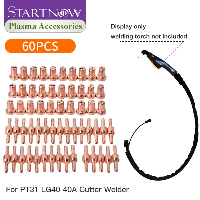 Startnow 60PCS PT-31 High Precision Plasma  Electrode Nozzle For LG40 Torch Welding Consumable Cutting Tool Accessories Tips