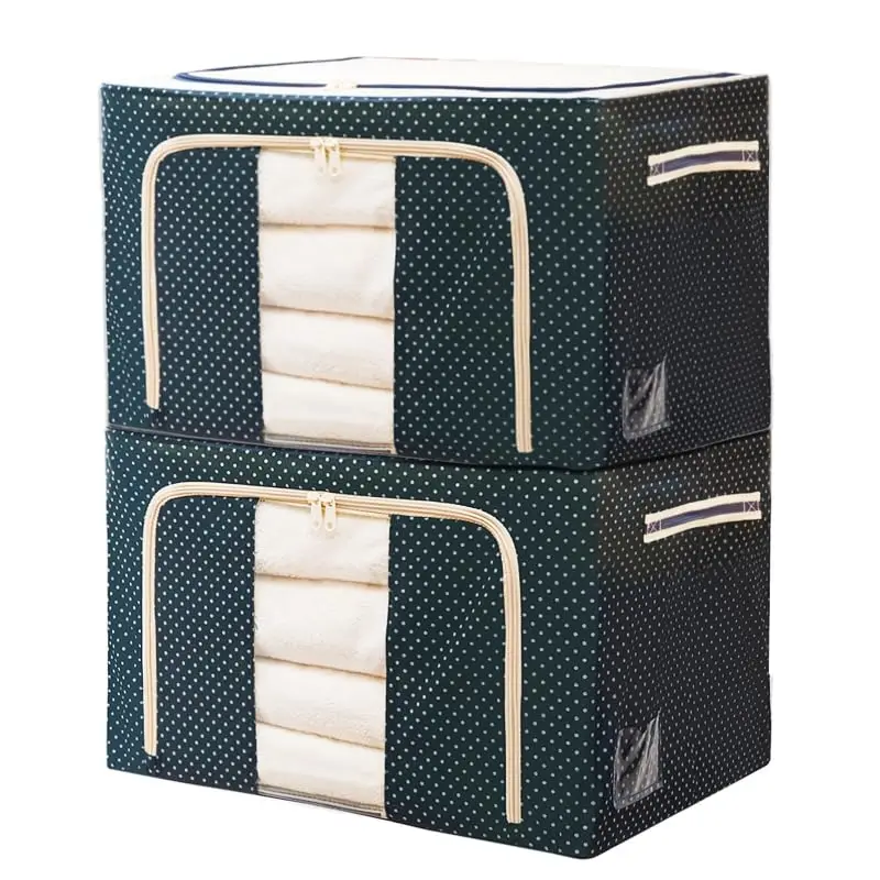 

Clothes Storage Organizer Bins Foldable Oxford Cloth Steel Frame Storage Box for Closet Wardrobe Clothing Quilts Organizer