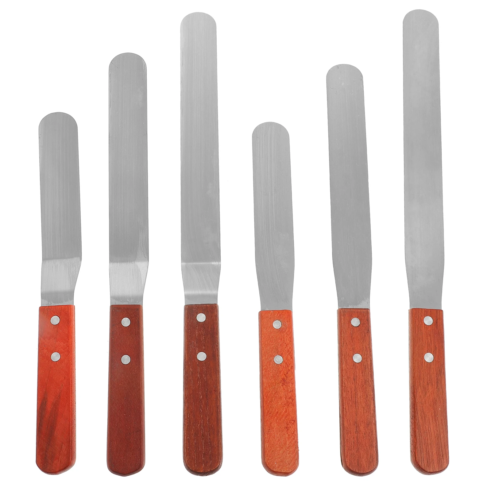 

6Pcs Cake Cream Spatulas Stainless Steel Wooden Handle Baking Tools Cream Scrapers Kitchen Gadgets Baking Supplies