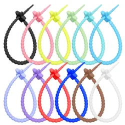 22CM 1Pc 12 Color Silicone Reusable Bag Ties Twist Wire Fasten Cable Zip Tie Headset Data Line Universal Magic