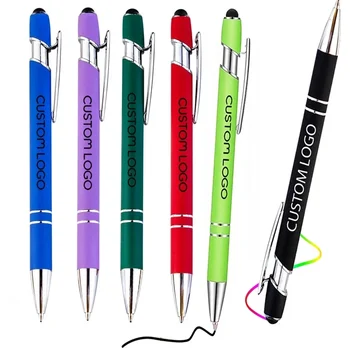 100pcs Metal capacitive pen Universal Touch Screen Stylus Ballpoint Pen Writing Stationery Office Gifts Free Custom Logo Name