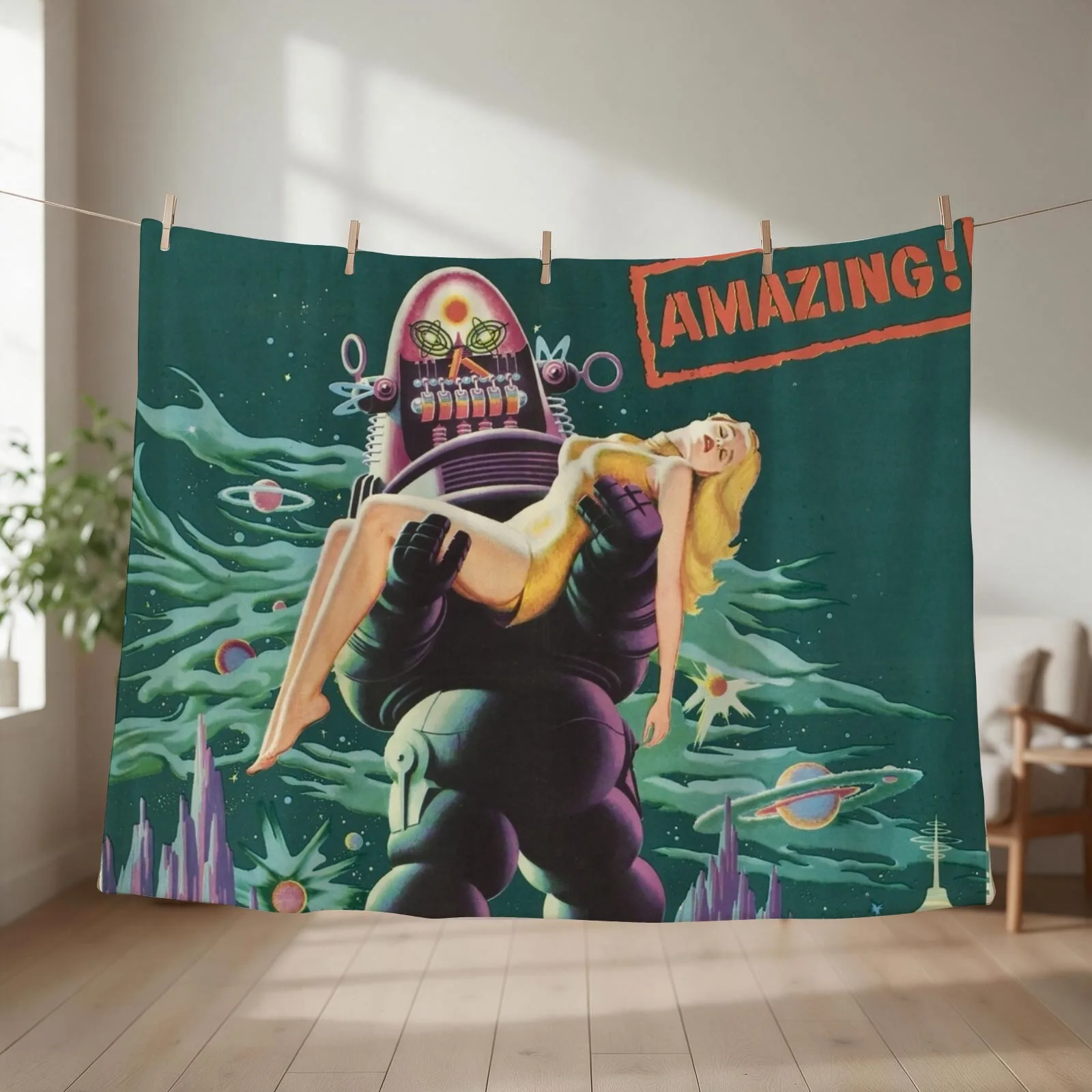 Forbidden Planet Throw Blanket couch cozy soft plush fuzzy picnic outdoor blanket