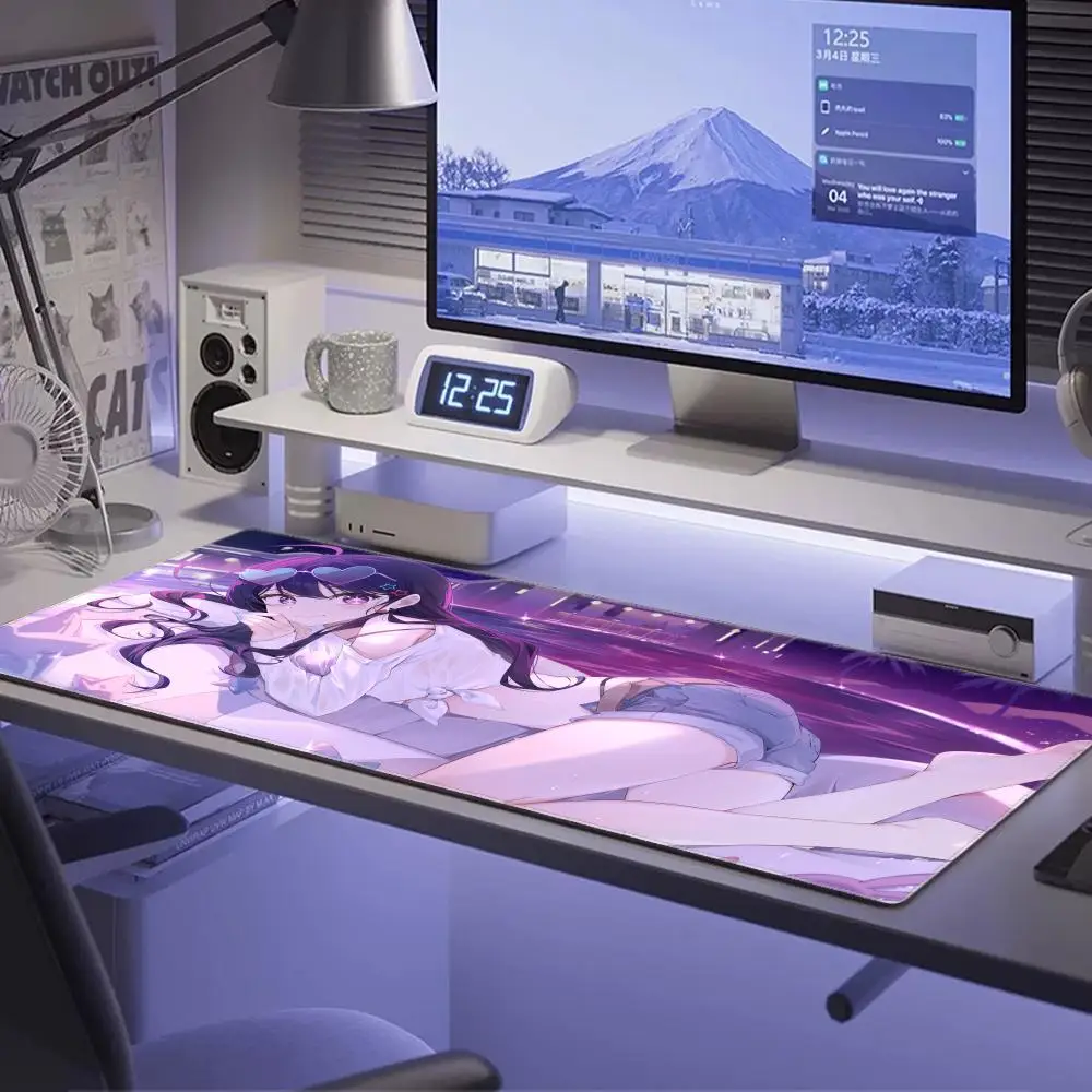 Oshi No Ko Hoshino Ai Speed Locking Edge Large XXL Computer Mouse Pad Gamer Desk Mat Mousepad Keyboard Cute Mause Mat Mause Pads