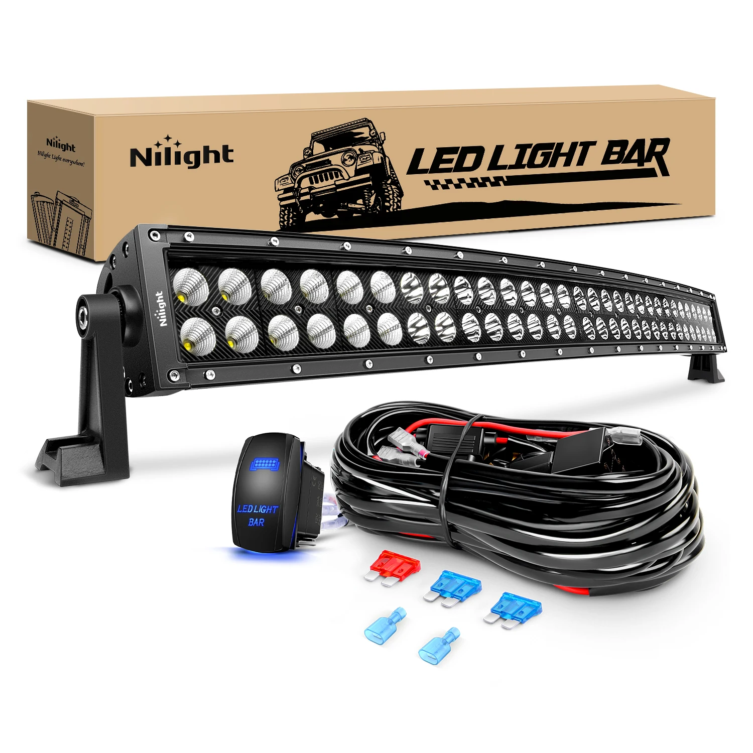 

Nilight 32" 180W Spot Flood Combo High Power LED Driving Lamp LED Light Bar Off Road Fog Driving Work Lights for SUV Boat Jeep Lamp