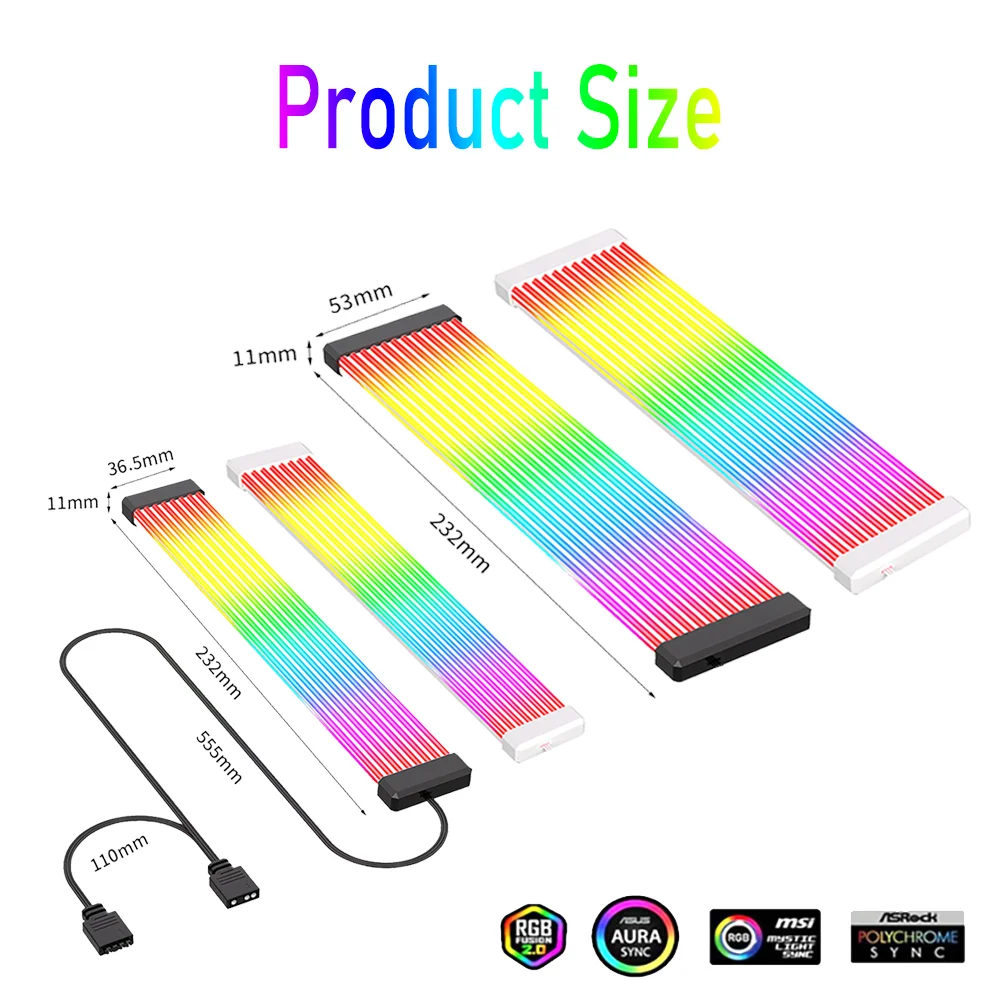 Placa de sincronización ARGB para fuentes de alimentación de PC, tarjetas gráficas GPU de 24 pines, Cables de 8 pines y chasis, Cables de neón iluminados, tiras LED RGB