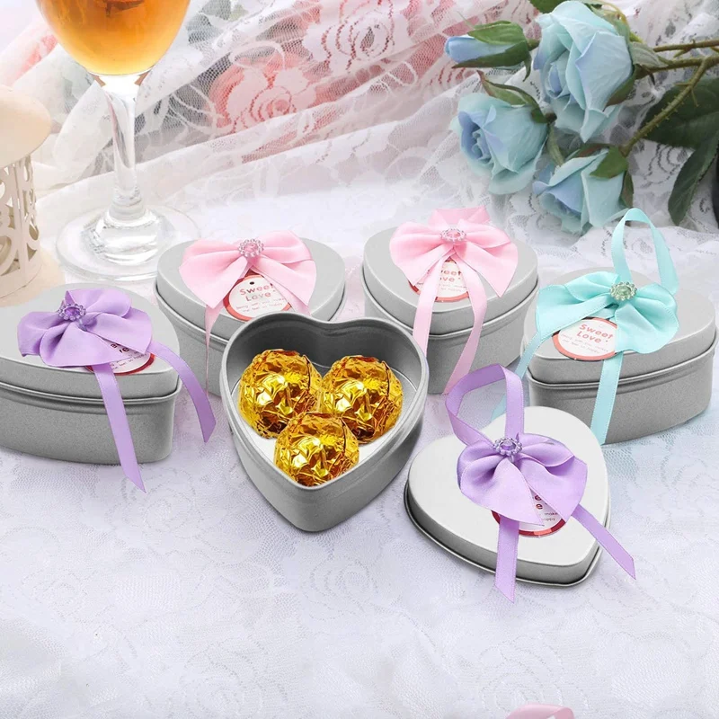 N85R-15 Pcss 심장 모양 금속 통 양초 항아리 양초 용기 양초 통 양초 만들기, 사탕을위한 빈 양초 항아리