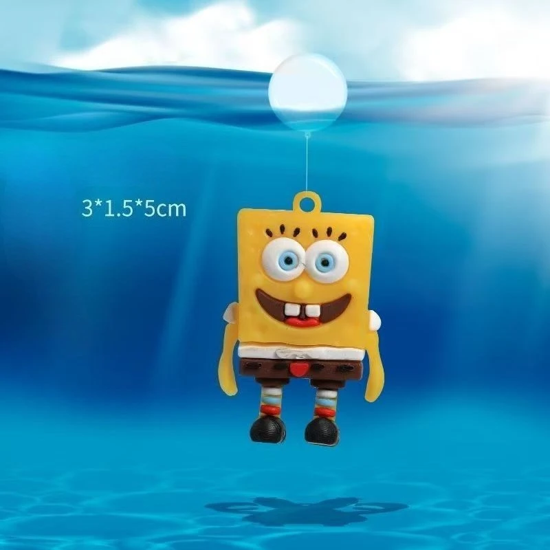 الكرتون حوض السمك اكسسوارات الديكور شخصية كرتونية صغيرة الحلي سبونجبوب Squidward الراتنج العائمة غواص خزان الأسماك