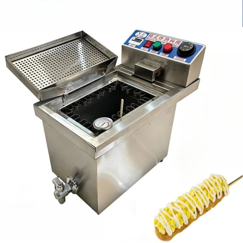 Electric Fryer, Brushed Hot Dog Stick Fryer with Clips