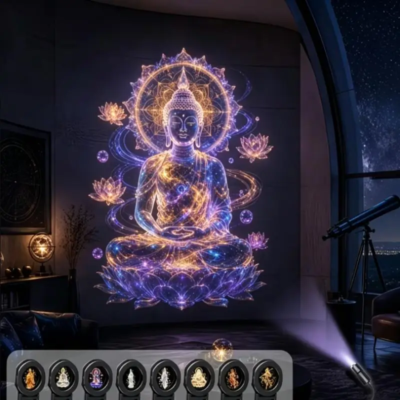 USB Religious Figures Projector Lamp With 8 Patterns Night Light For Home Atmosphere Lighting DecorUniversal Box