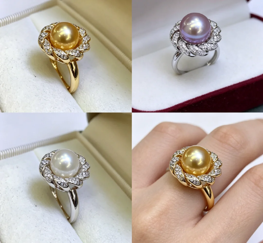 Natural Pearl Ring 925s/Adjustable Ring Mouth AAAA 11-12mm
