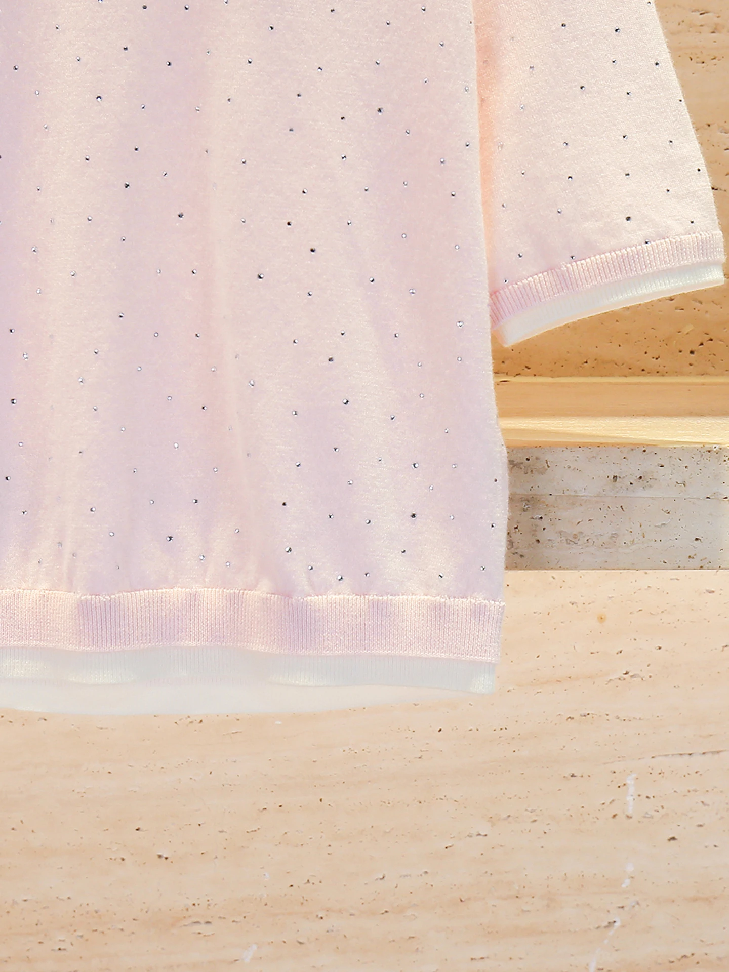 

Sweet And Gentle Women's Knitted T-irt Heavy Embellied with Rhinestones M Home Nan You High End Summer Faion 2025