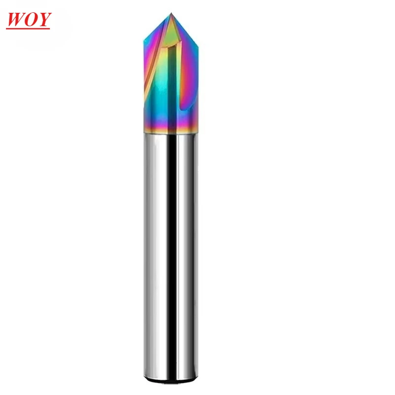 WOY V Shape Countersink Milling Cutter Carbide Chamfer Deburring Edge Aluminum Plastic Wood DIY Tool 3mm 6mm 8mm 60 90 120Degree