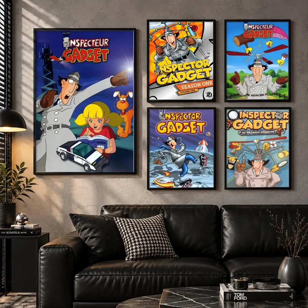 Inspector Gadget 80s Cyborg Sleuth Comedy Cartoons Poster Self-Adhesive Unframed Fashion Wall Prints for Office & Home Decor