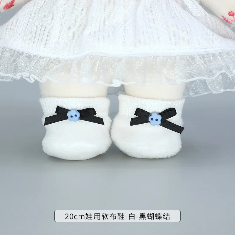 Cute Bow Small Shoes Dolls Playing House Handmade Humanoid Dolls Cute Outfits Soft Cloth Shoes Cotton Dolls Accessories