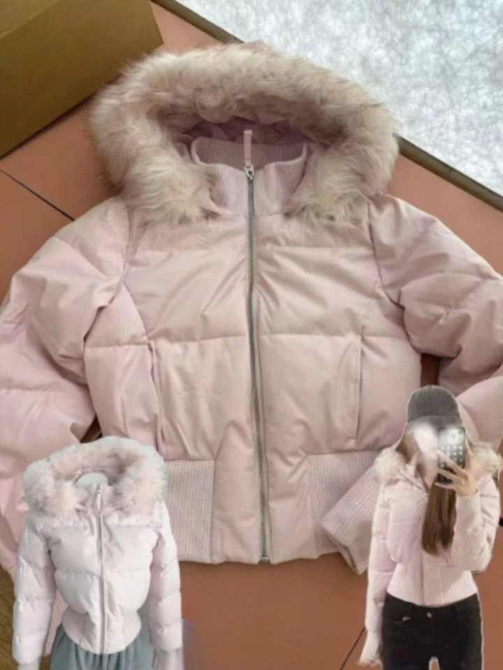 ジャケット・アウター Fur-Hooded Puffer Jacket 2025 Japanese Winter New Fur Collar Puffer Jacket Design Hooded