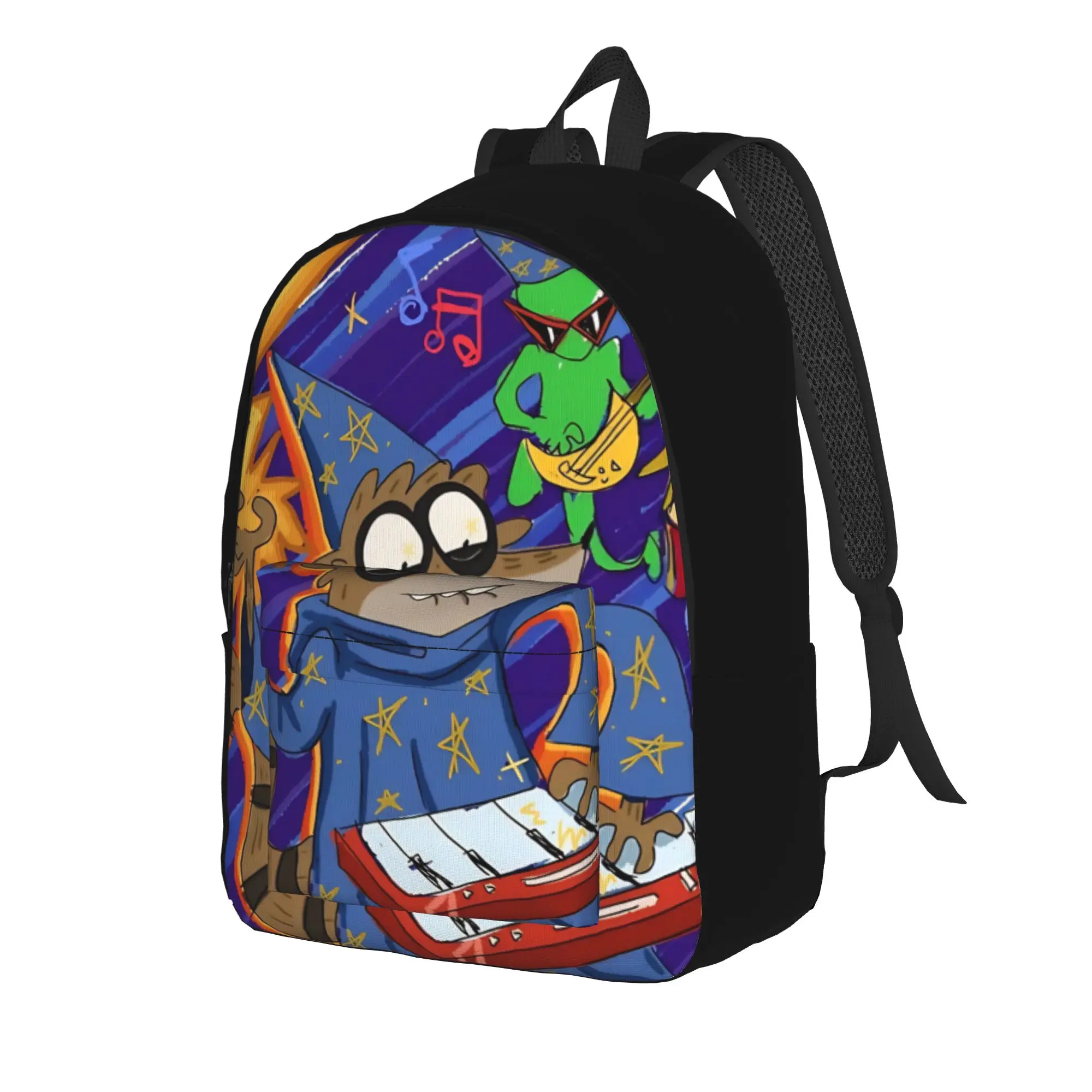 Back to school season vibrant retro  Bookbag R-Regular show Office Workers Versatile Backpack