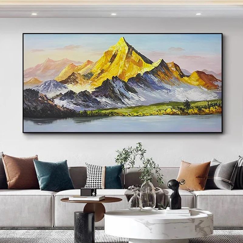 

OQ 100% Hand Painted Oil Painting On Canvas Abstract Landscape Mountain Picture Wall Art Living Room Home Decoration Unframed