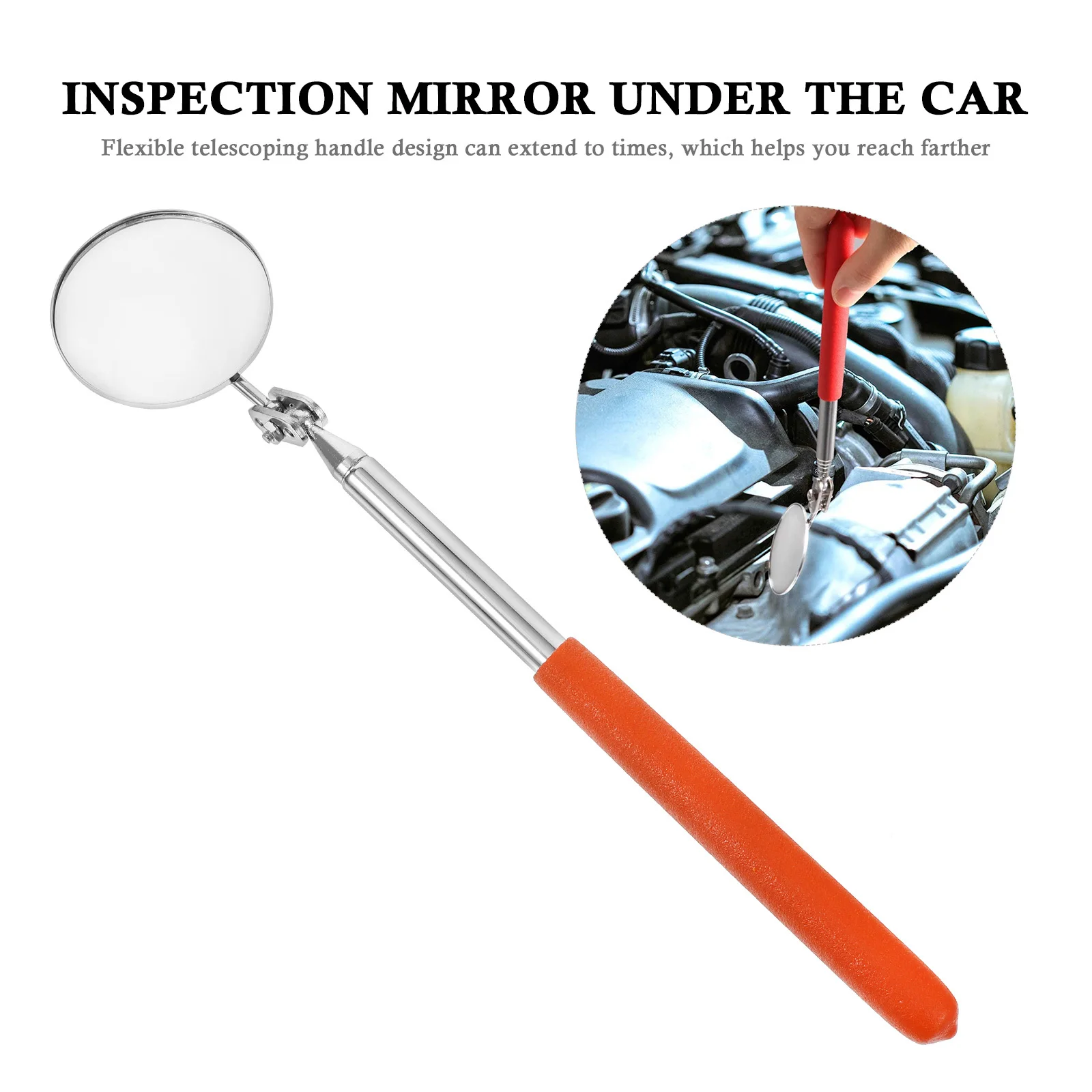 1 pçs espelho telescópico para veículo alça extensível flexível 360 espelho redondo giratório para áreas difíceis de alcançar