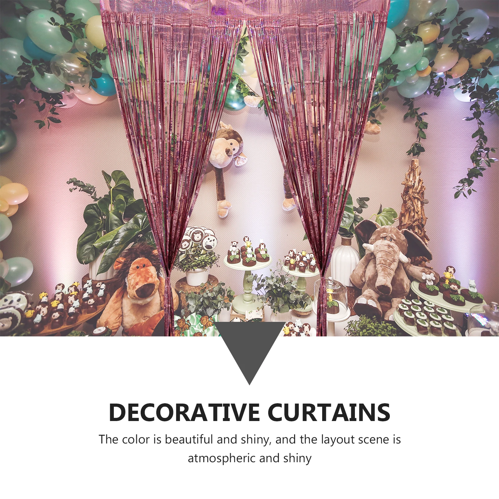 

1pc Christmas Rain Tassel Hanging Shiny Background Curtain Birthday Party Decor Reusable Door Window