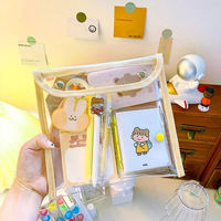 Korean Big Storage Clear PVC Transparent Cosmetic Bag Student Pencil Case Waterproof Lovely Stationery Storage Documents Pouch