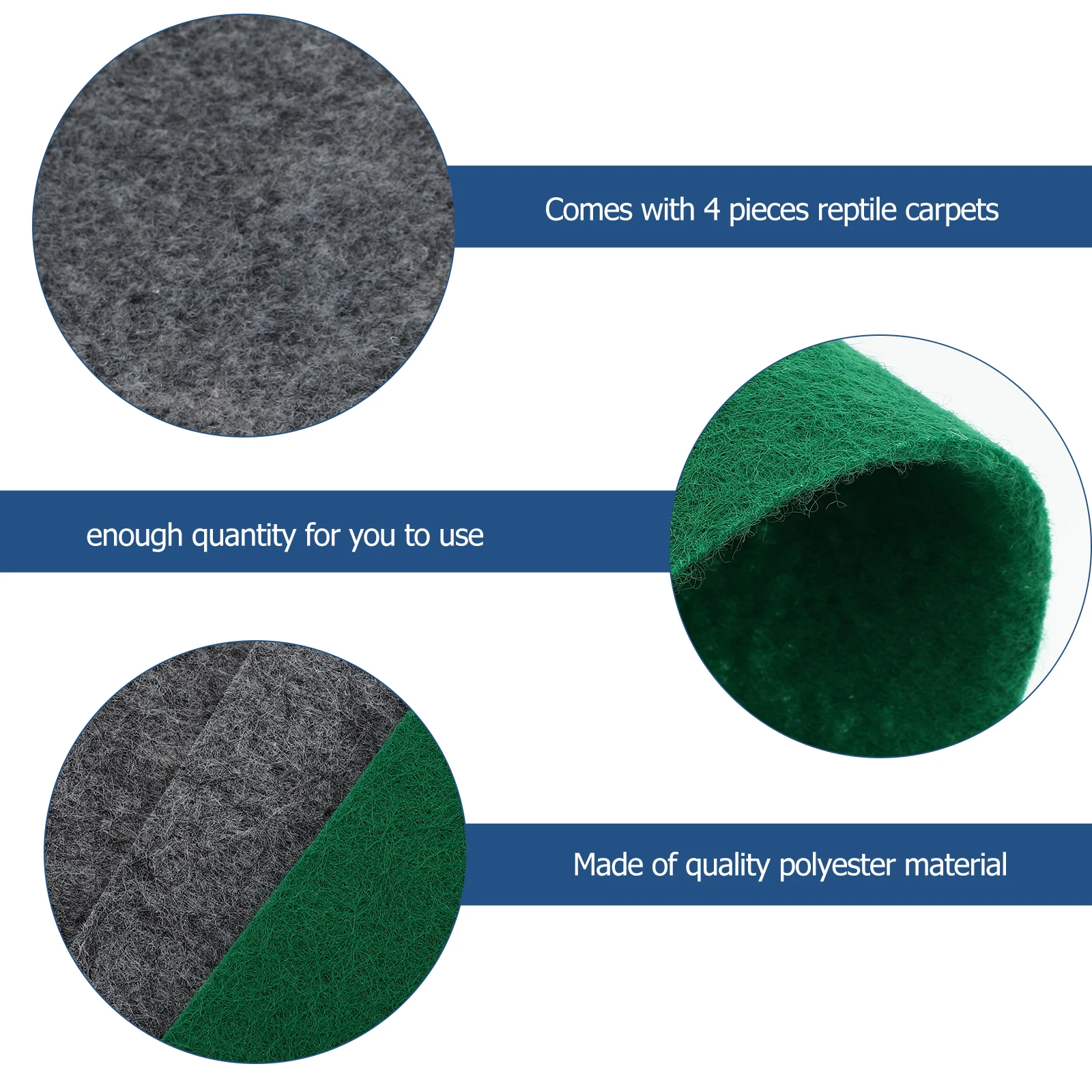 

4pcs Reptile Carpet for Terrarium 50x30cm Grey Absorbent Polyester Substrate Gecko Tank Bedding Lizard Snake Decor