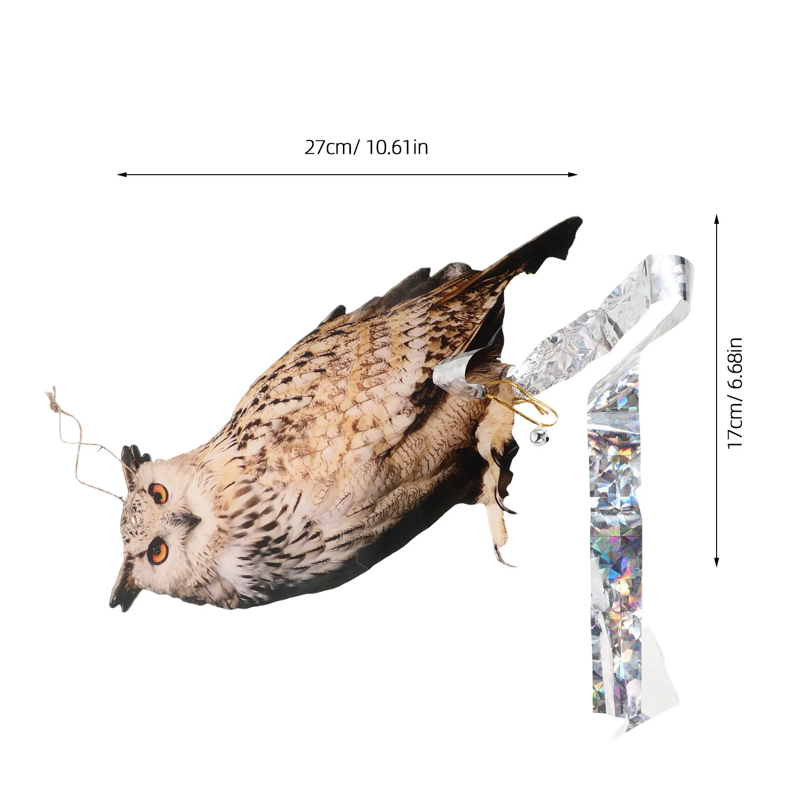 Plastic Fake Owl Bird Repeller Double-Sided Waterproof Reflective Outdoor Garden Fruit Tree Porch Hanging Decor Realistic Owl