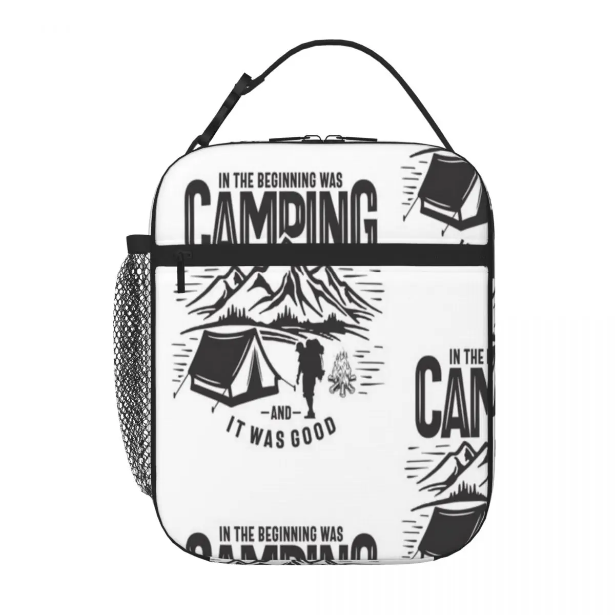 Hot Sale In The Beginning Was Camping Outdoor Adventure Nylon Texture Reusable Lunch Bag Mini Travel Portable Lunch Bag
