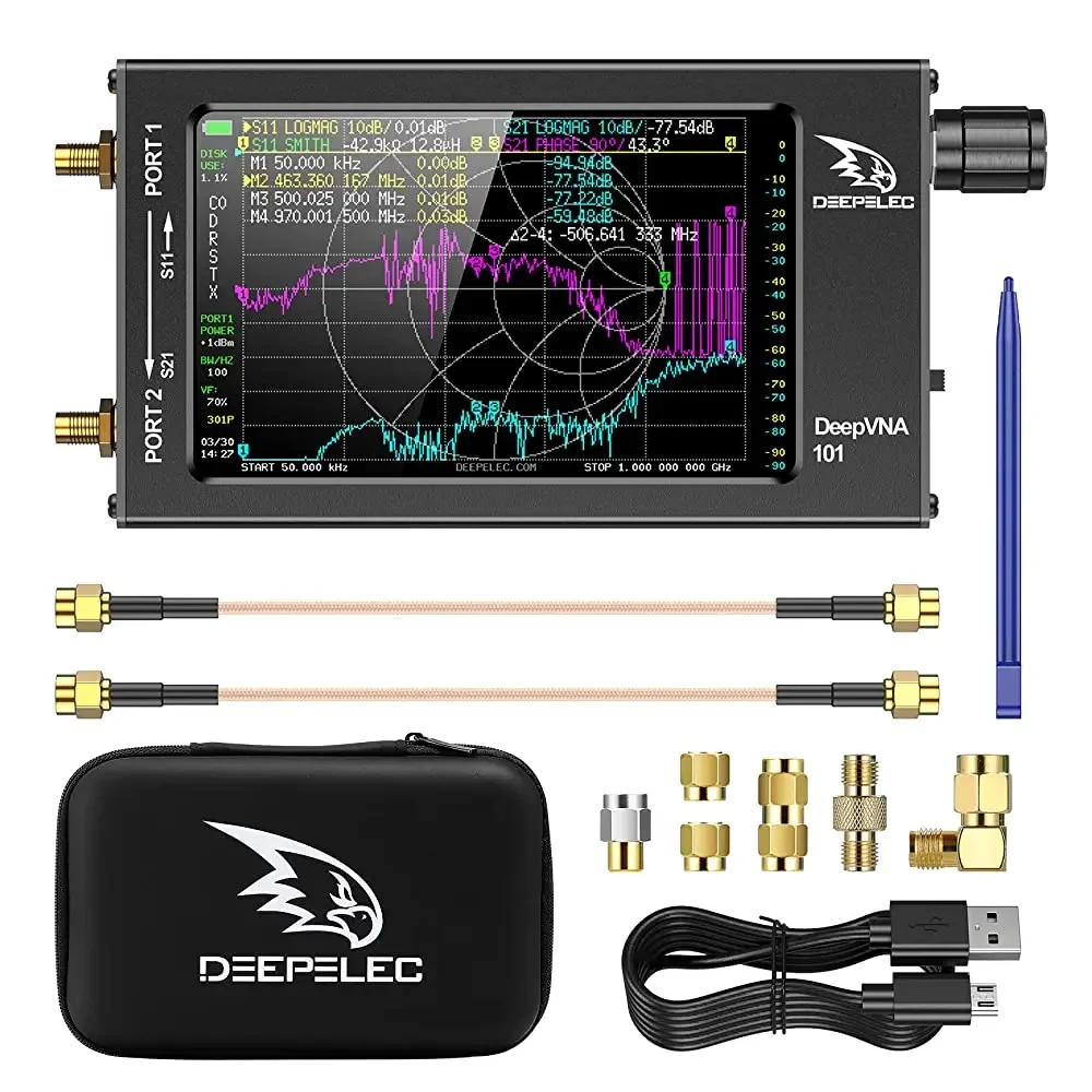 

DeepVNA-101 4.3 inch Antenna Analyzer 10k-1.5GHz SWR Meter VHF UHF Network Analyzer HW3.2 IPS LCD + Metal Case NanoVNA-F