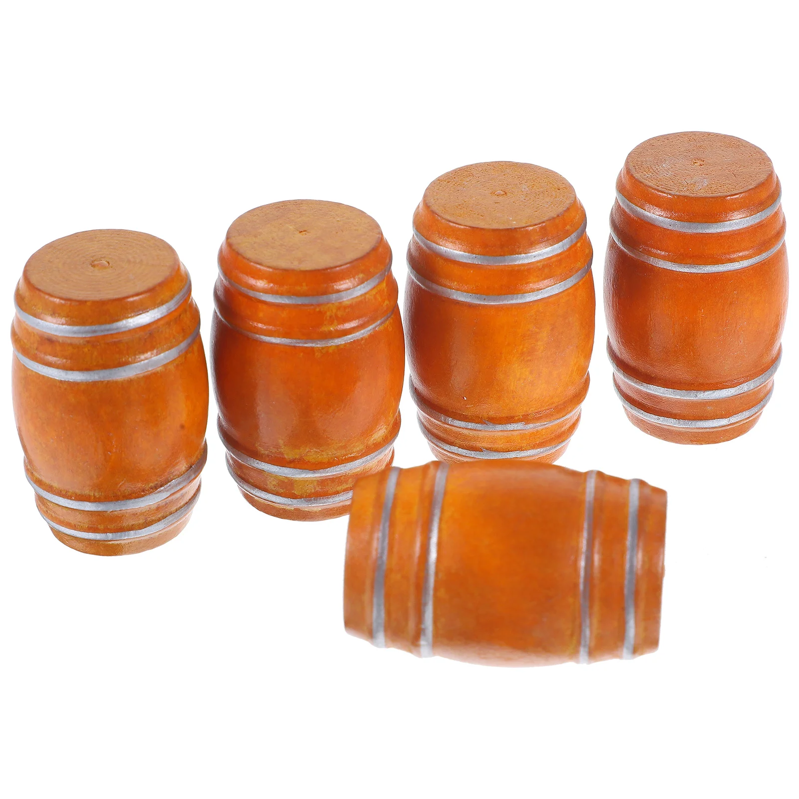 

5 Pcs Mini Baby Dolls Dollhouse Bar Accessories Tiny Barrel Miniature Beer Barrels Suite Model Wooden Brown Miniatures