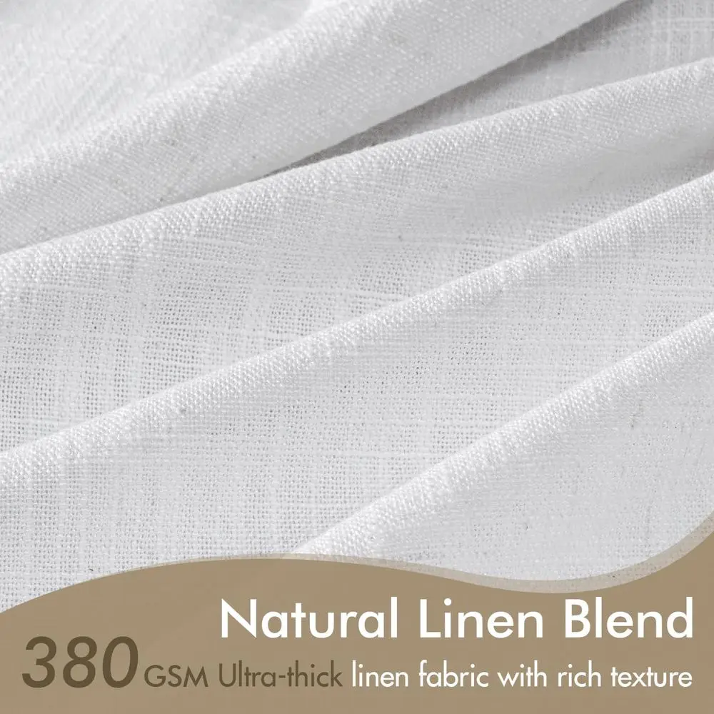 White Linen Pinch Pleat Drapes, 84 Long, 2-Panel Set, Memory Fabric, Light Filtering for Living Spaces