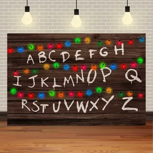 American TV Stranger Theme Background Lights Alphabet Episode Series Vinyl Banner Party Decoration Supplies Photo Prop Baby Gift - Image 13