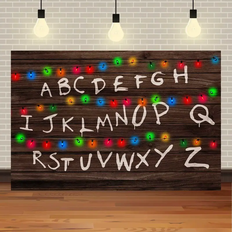 American TV Stranger Theme Background Lights Alphabet Episode Series Vinyl Banner Party Decoration Supplies Photo Prop Baby Gift - Image 13