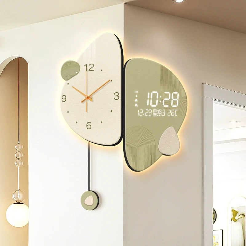 ‌Corner Dual-Sided LED Wall Clock‌ - High-Clarity Crystal Glass, Shatter-Resistant, Entryway & Foyer, Tactile Smooth Surface