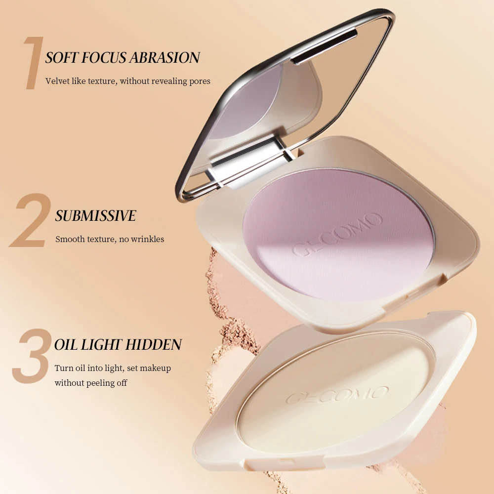 بودرة GECOMO ذات سعة كبيرة غير لامعة، مضادة للمكياج تدوم طويلاً، تغطية لتفتيح اللمس والمكياج النهائي