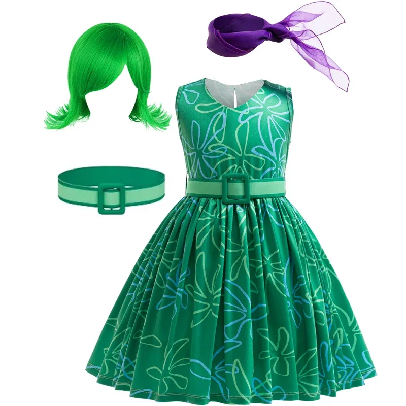 Ансамбль теннисного монитора и amusante pour fille avec jupe trapè à motif floral sans manches, ceinture, écharpe et perruque