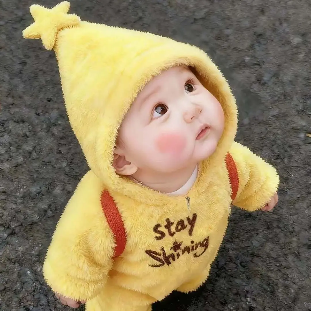 Baby's Romper Autumn Winter Star Super Cute Jumpsuit Coral Baby Thickened Outdoor Crawling Clothes Pajamas 2026 New