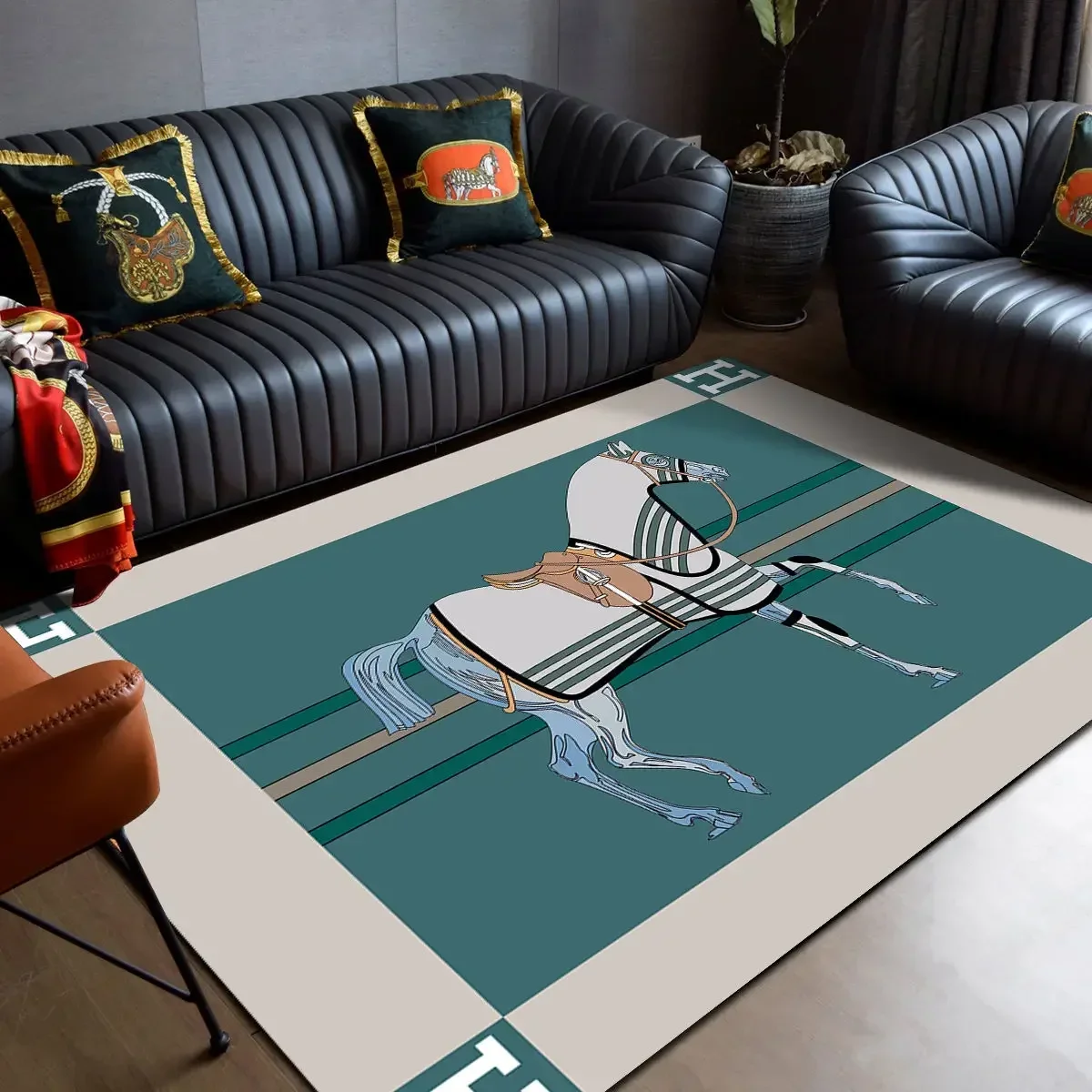 Fashion Ethnic Frame Carpet Horse Printing Hallway Living Room Mat Bedroom Floor Table Mats  Kitchen  Rug