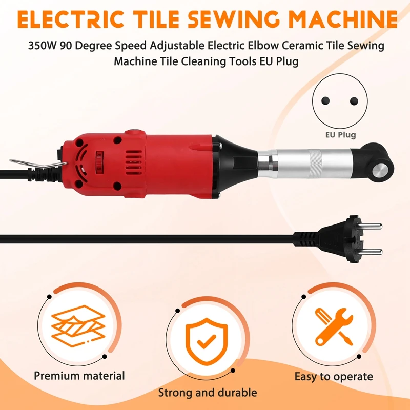 350W 90 Degree Speed Adjustable Electric Elbow Ceramic Tile Sewing Machine Tile Cleaning Tools EU Plug
