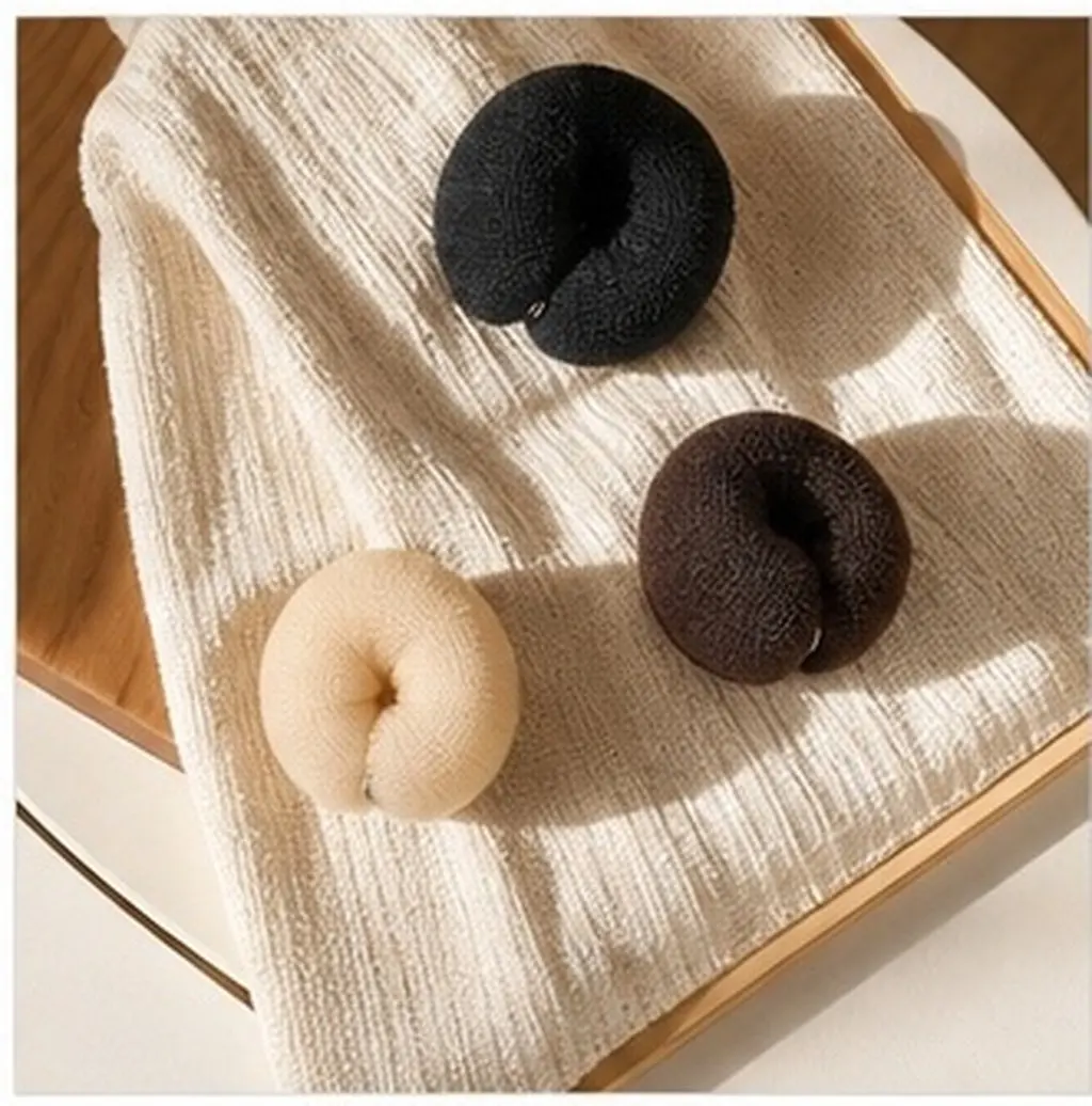 3Pcs Long Hair Bun Maker Donut Shaper Nylon Hair Styling Tool Elastic Comfortable Bun Former for Party Office Home Dinner Use