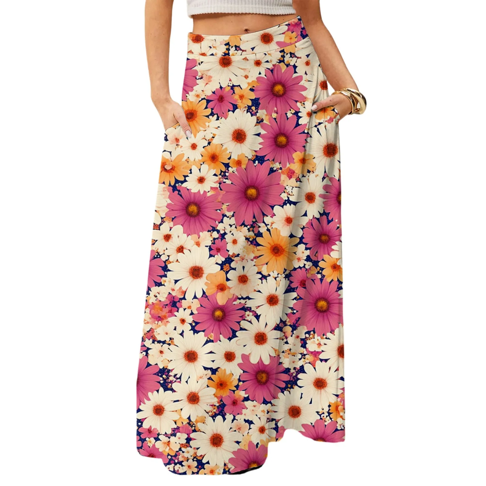 

Women's Flowing Maxi Dress Regular Casual Summer Floral Print Bohemian Skirt Skirts for Women Women's Skirt Skirts for Women