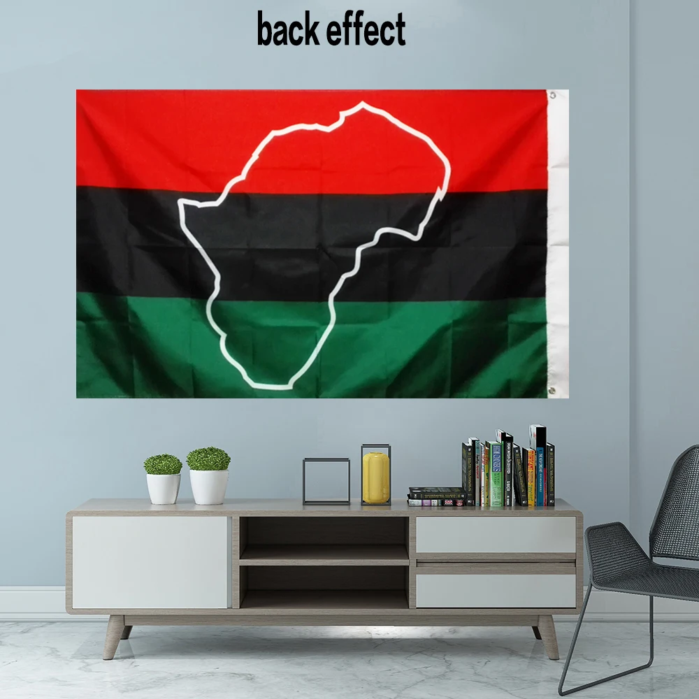 Afro American Map Black Panther Flag Graphic Custom Printed Hanging Banner Sport Polyester Shaft Cover Grommets 3X5FT 90X150CM image 2