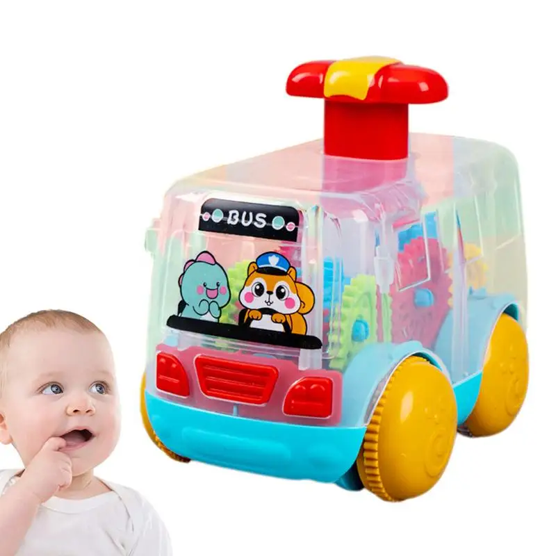 Press And Go Toy Car Transparent Cute Press And Go Gear Car Early Development Supplies Portable Interactive Multifunctional Car