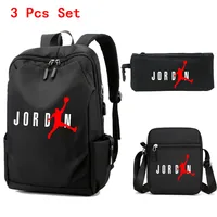 Mochila de viaje con estampado de letras JOR para hombre y mujer, mochila repelente al agua, correa para bolso, puerto de carga USB, mochila escolar