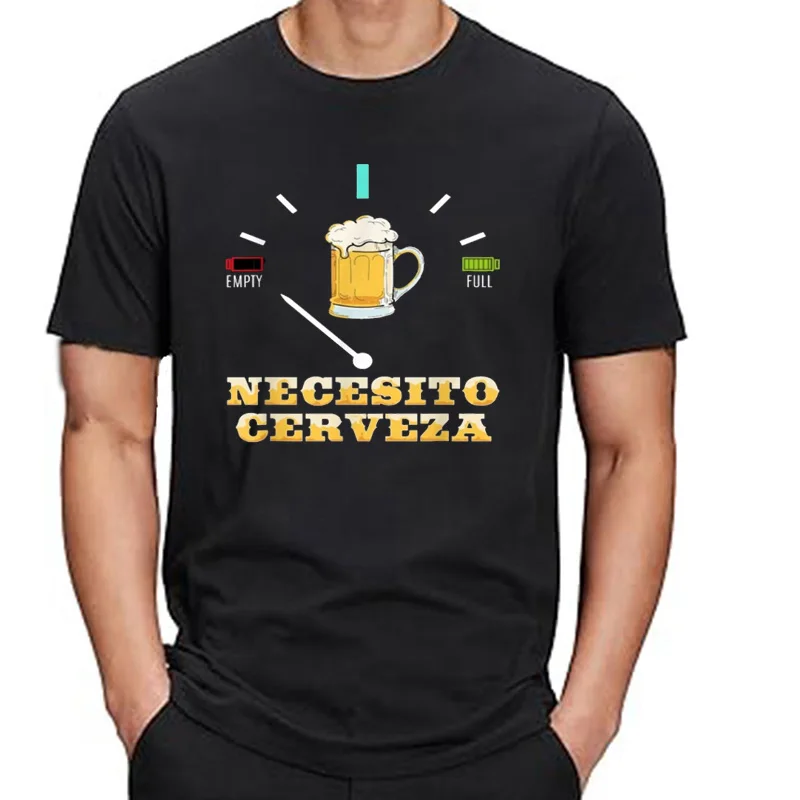 T-shirt à imprimé bière pour hommes, T-shirt décontraé, T-shirt à la mode, Vêtements d'été, Nécessito, Cerveza