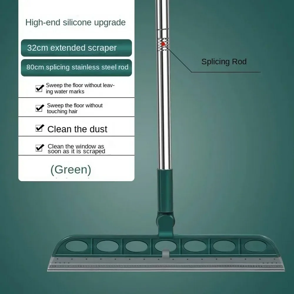 2 stks/set Siliconen Magische Bezem Venster Wassen Ruitenwisser Zuigmond Hand-push Huisdier Haar Stof Spatel Huishoudelijke Vloer Spiegel schoonmaken