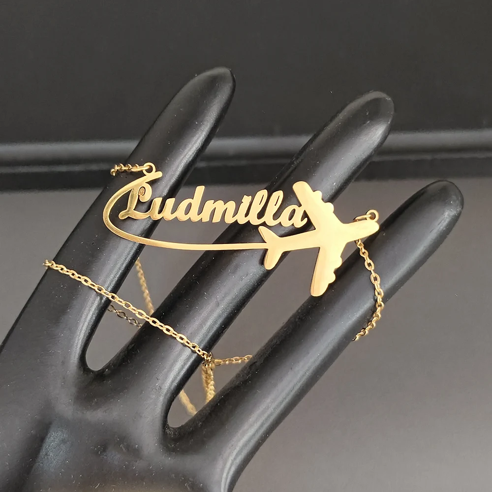 شخصية مخصصة طائرة مجوهرات عصرية الحد الأدنى قلادة قلادة الفولاذ المقاوم للصدأ هدية مثالية هدية عيد الأم