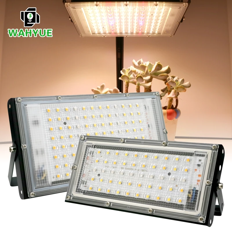 Luz LED de 50W y 100W para cultivo de plantas, lámpara Phyto de luz solar para invernadero, interior, verduras y flores, reflector de Sol de 220V